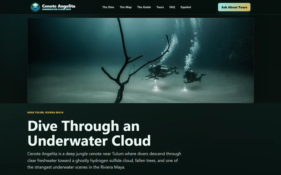 Cenote Angelita website screenshot
