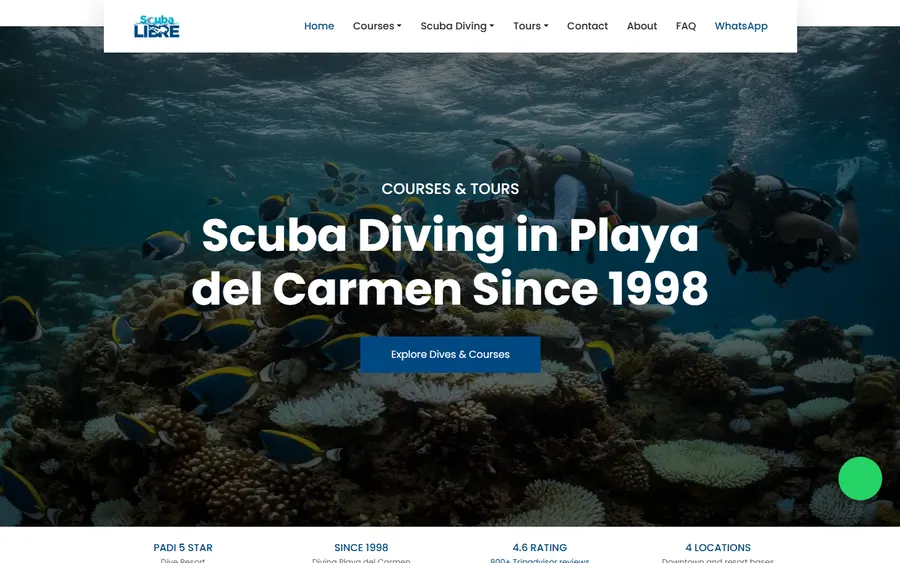 Scuba Libre homepage screenshot