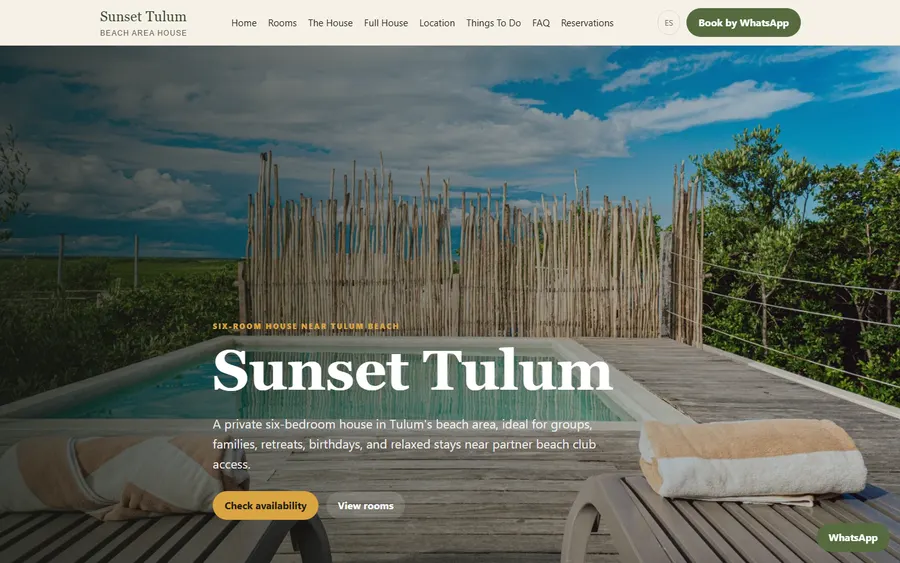 Sunset Tulum homepage screenshot